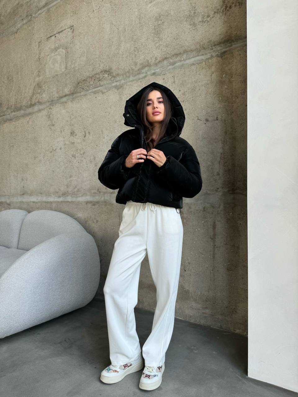 Матовий укорочений пуховик “Glossy” з блиском - Зображення 3