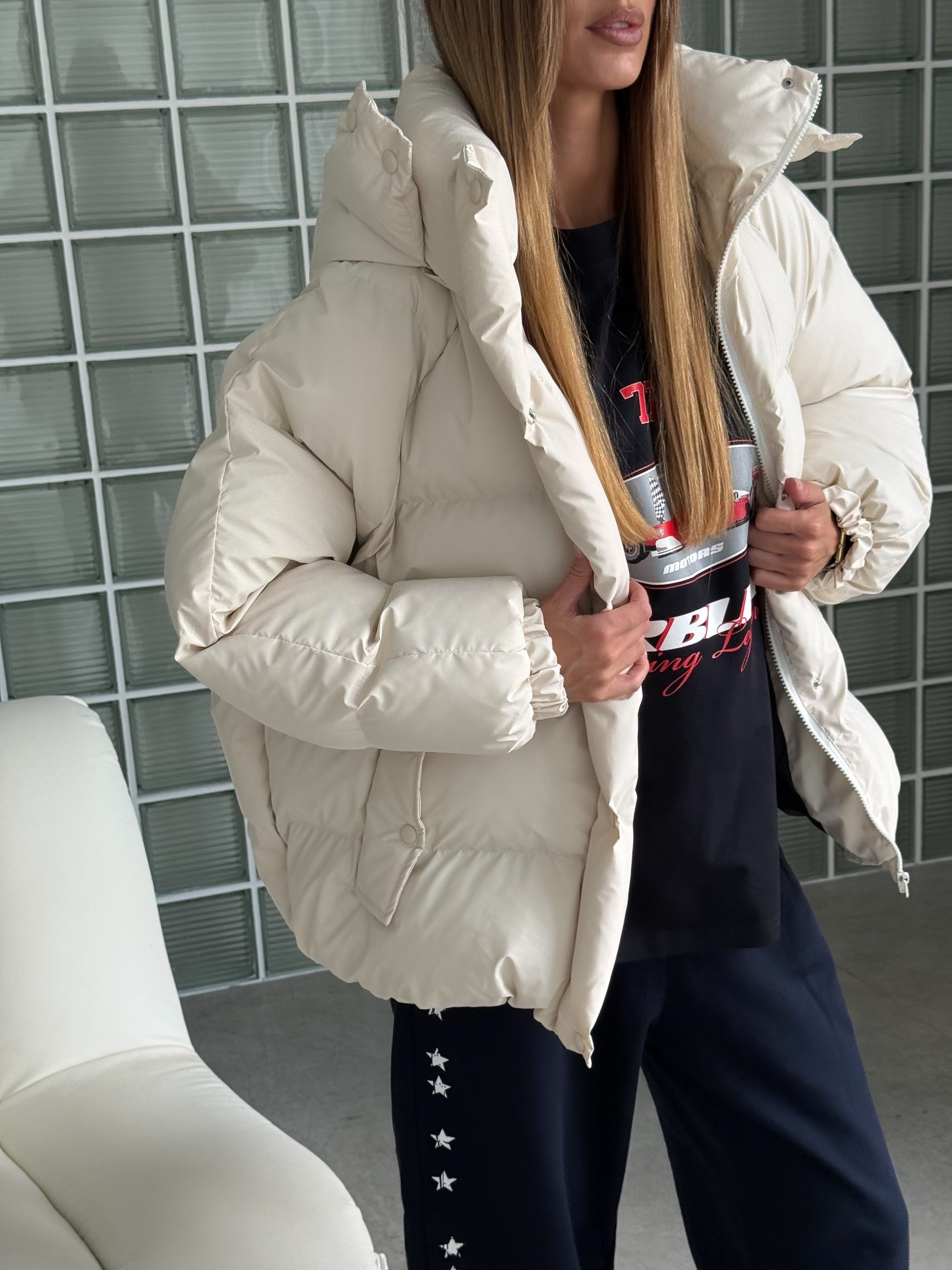 Обʼємний пуфер “Irish” з капюшоном - Зображення 15