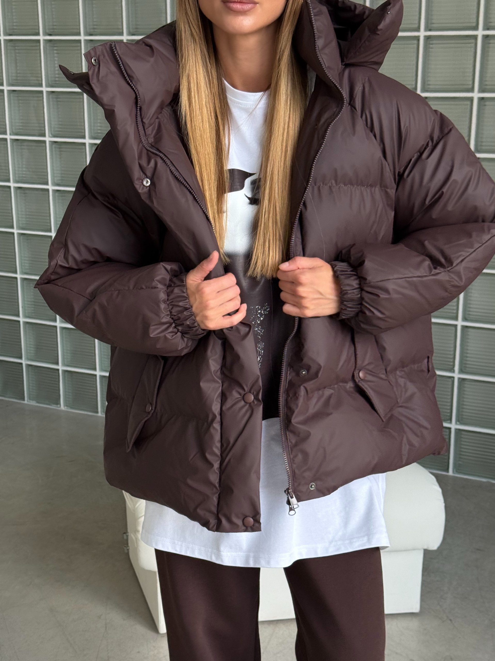 Обʼємний пуфер “Irish” з капюшоном - Зображення 10