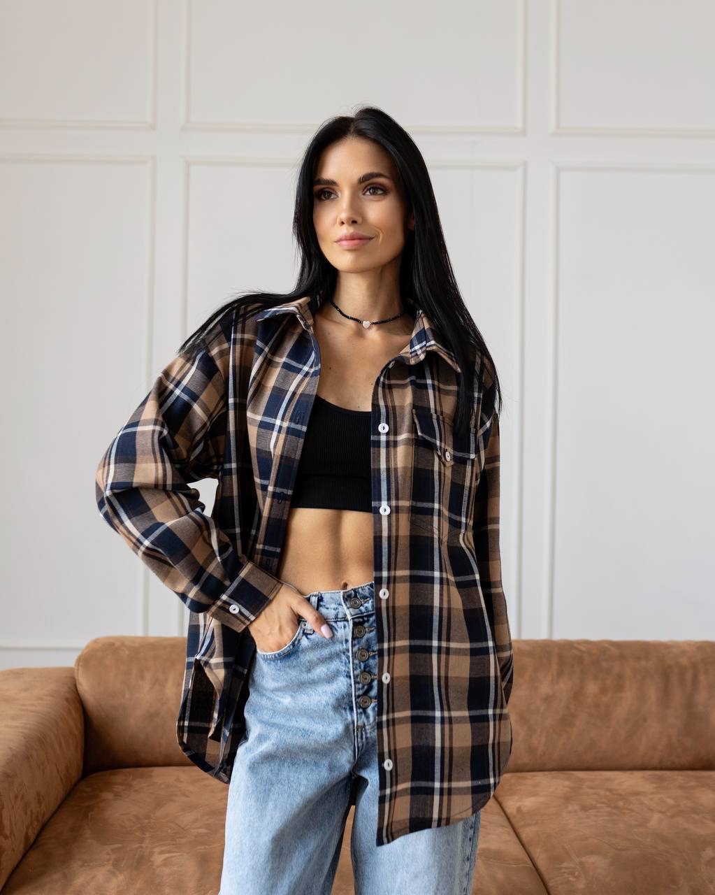 Сорочка з м’якої фланелі “Sandra” в клітинку - Зображення 13