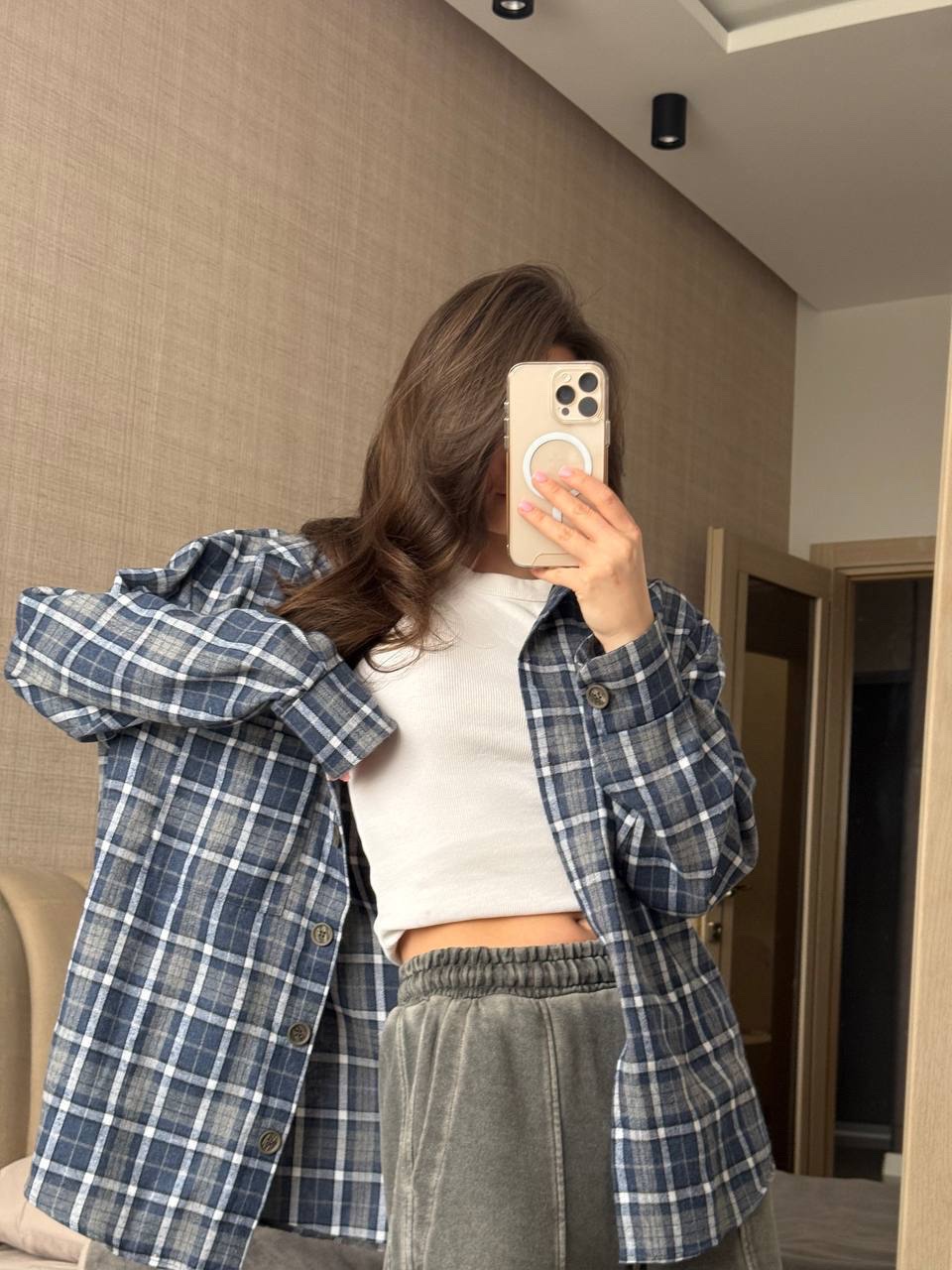 Картата сорочка оверсайз з фланелі “Paige” - Зображення 6