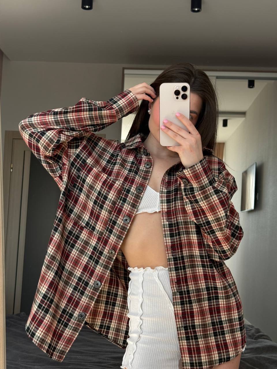 Картата сорочка оверсайз з фланелі “Paige” - Зображення 8