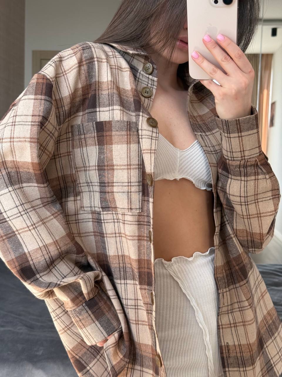 Картата сорочка оверсайз з фланелі “Paige” - Зображення 2