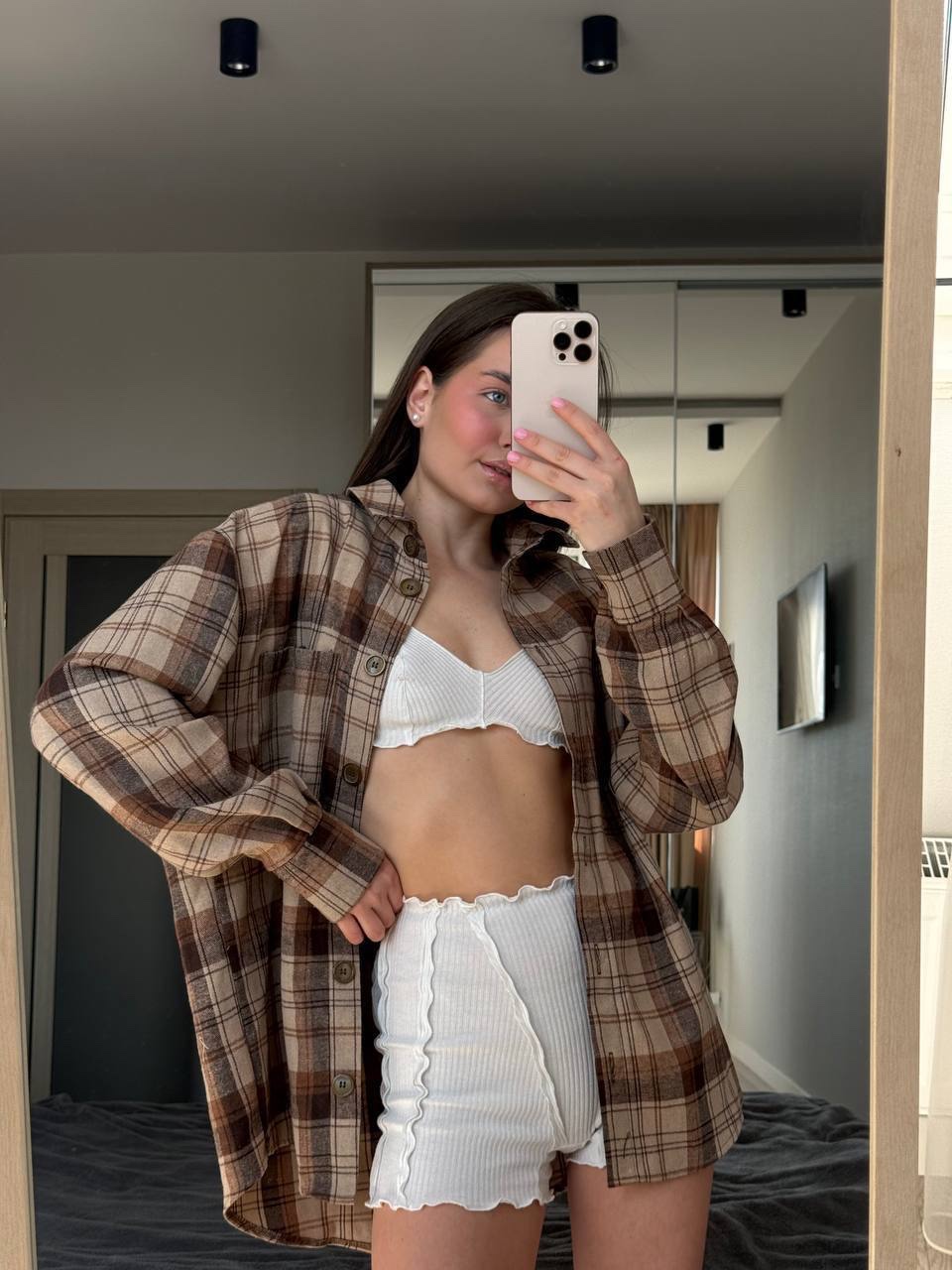 Картата сорочка оверсайз з фланелі “Paige”