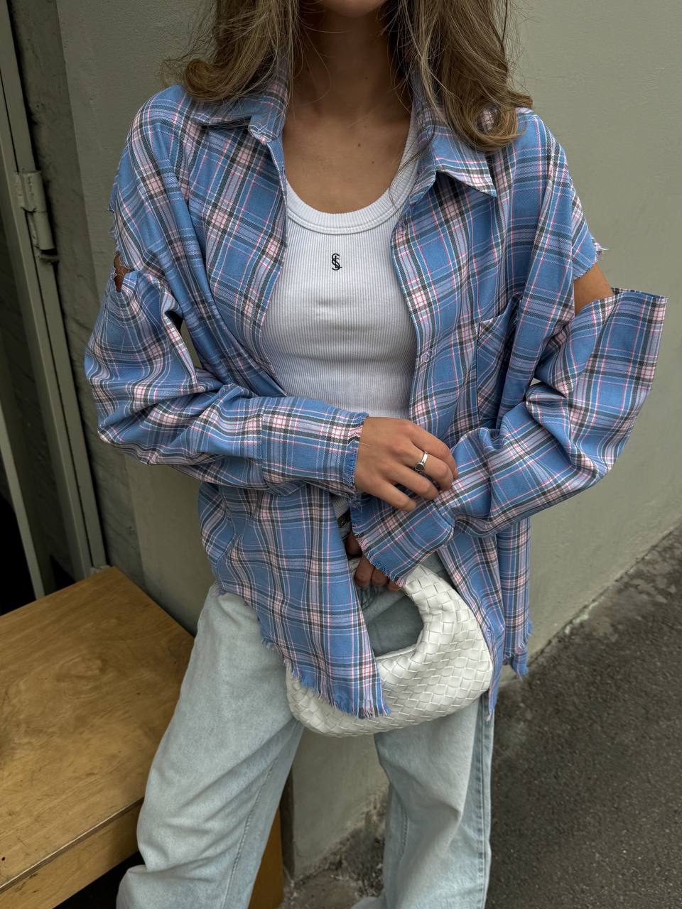 Сорочка з фланелі “Skyline“ з необробленими краями