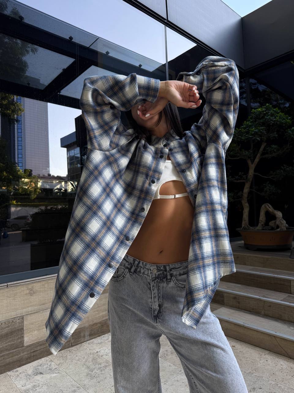 Подовжена картата сорочка “Sophi” з фланелі - Зображення 12