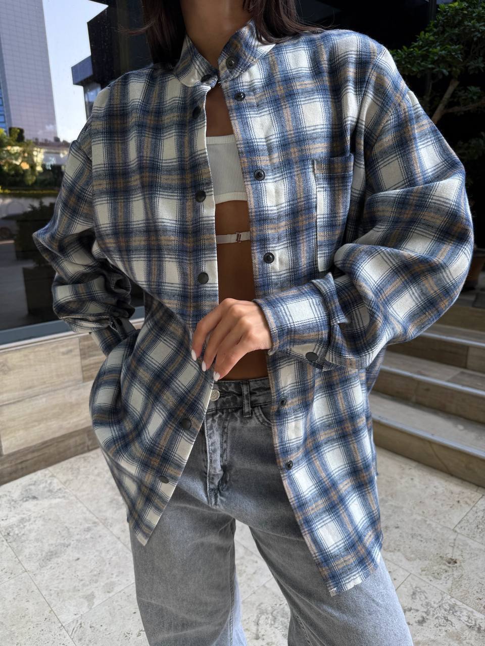 Подовжена картата сорочка “Sophi” з фланелі - Зображення 10