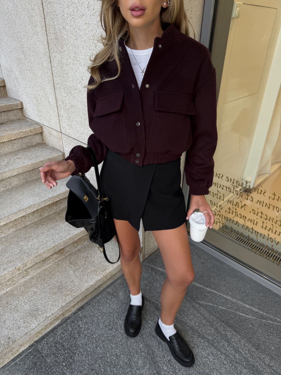 Укорочений бомбер “Terri” на ґудзиках - Зображення 2