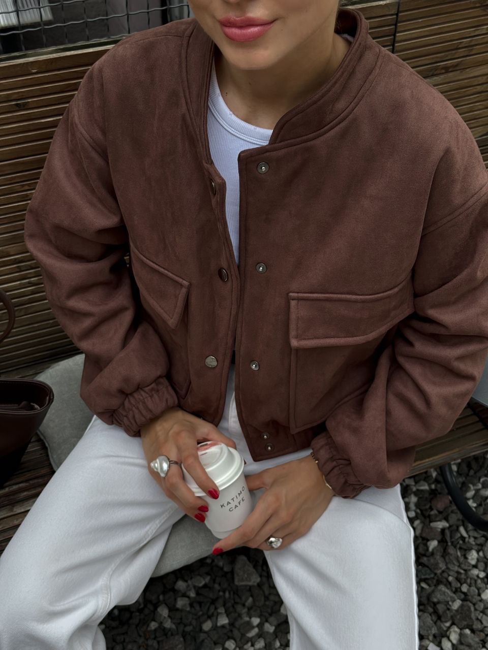 Укорочений бомбер “Terri” на ґудзиках - Зображення 5