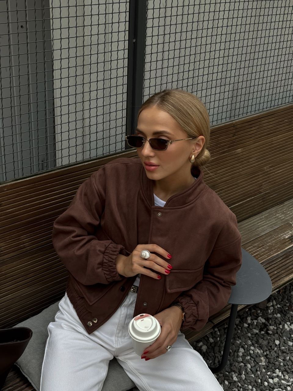 Укорочений бомбер “Terri” на ґудзиках - Зображення 4