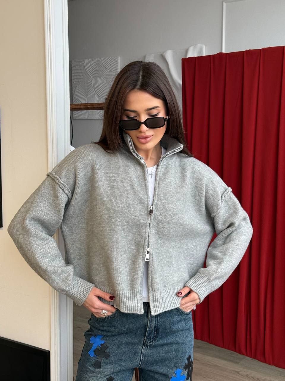 Трикотажний бомбер “Louise” з кашеміру