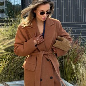 Подовжене пальто “Donna” з об'ємними плечима