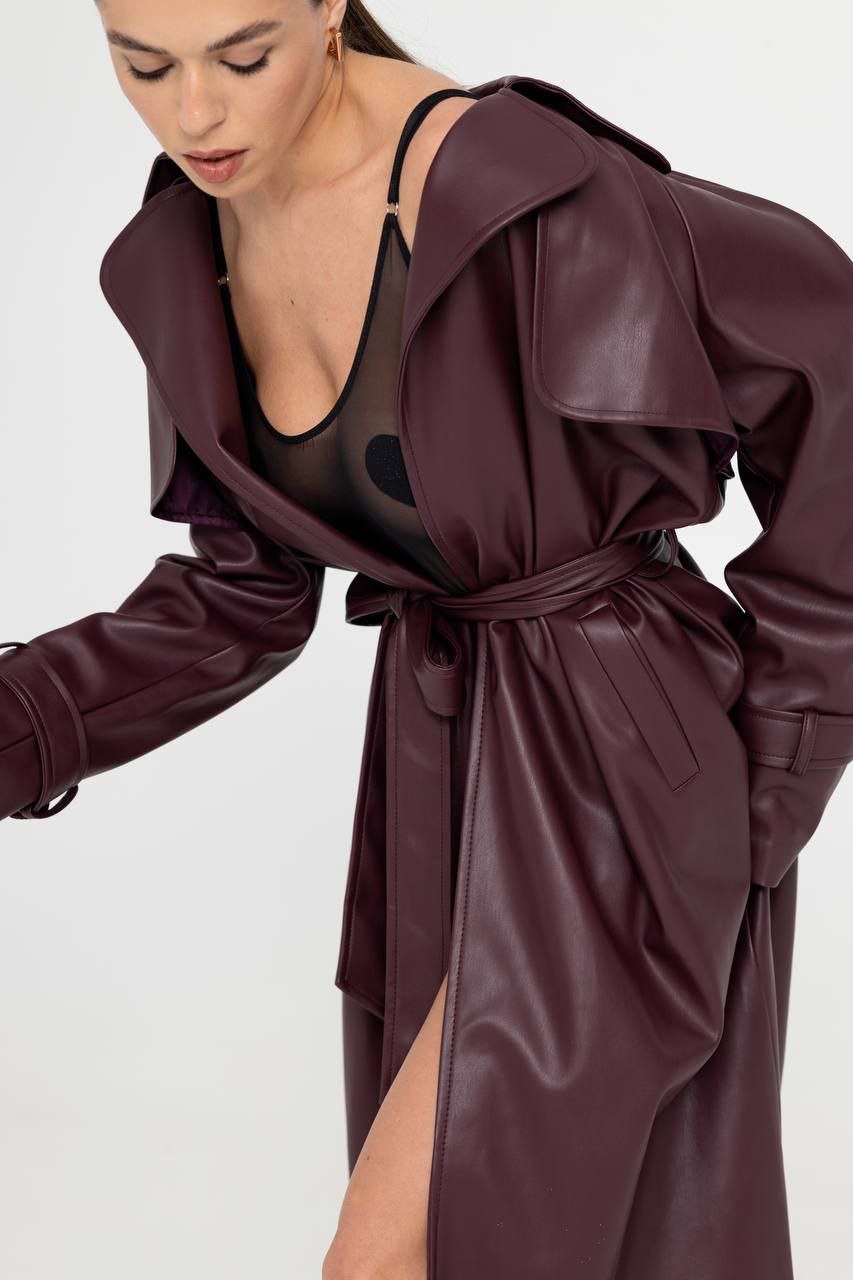 Тренч з еко-шкіри “Madonna” на запах - Зображення 10