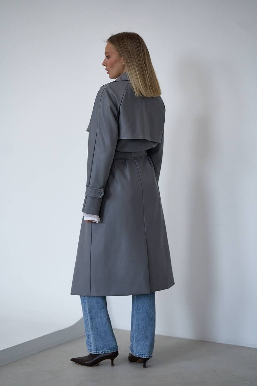 Тренч з еко-шкіри “Madonna” на запах - Зображення 16