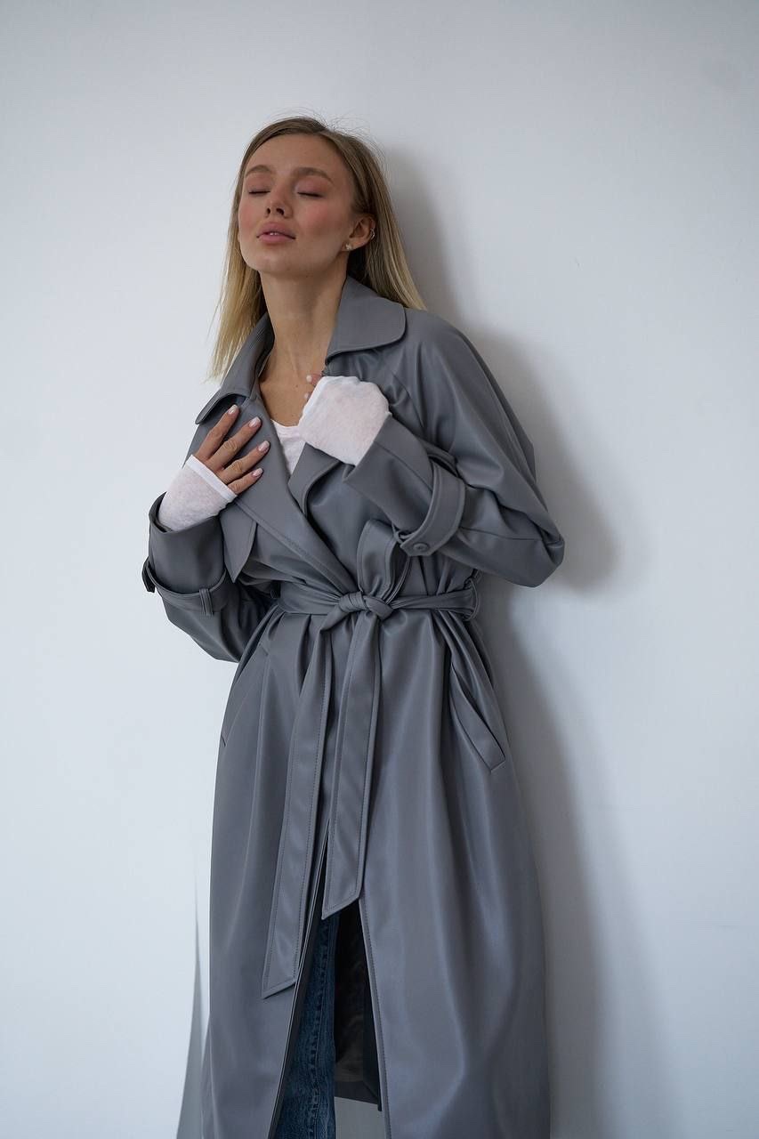 Тренч з еко-шкіри “Madonna” на запах - Зображення 14