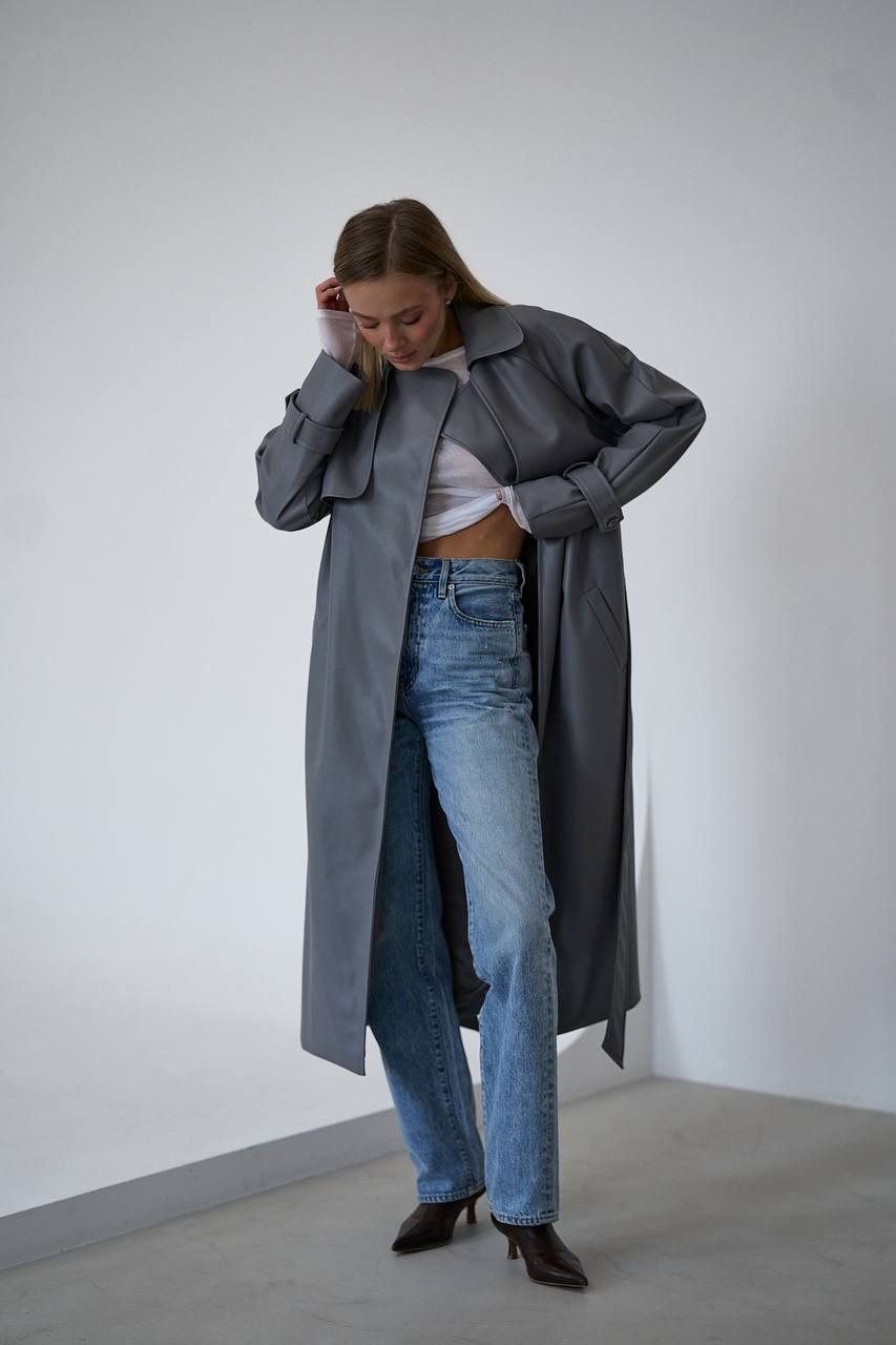 Тренч з еко-шкіри “Madonna” на запах - Зображення 15