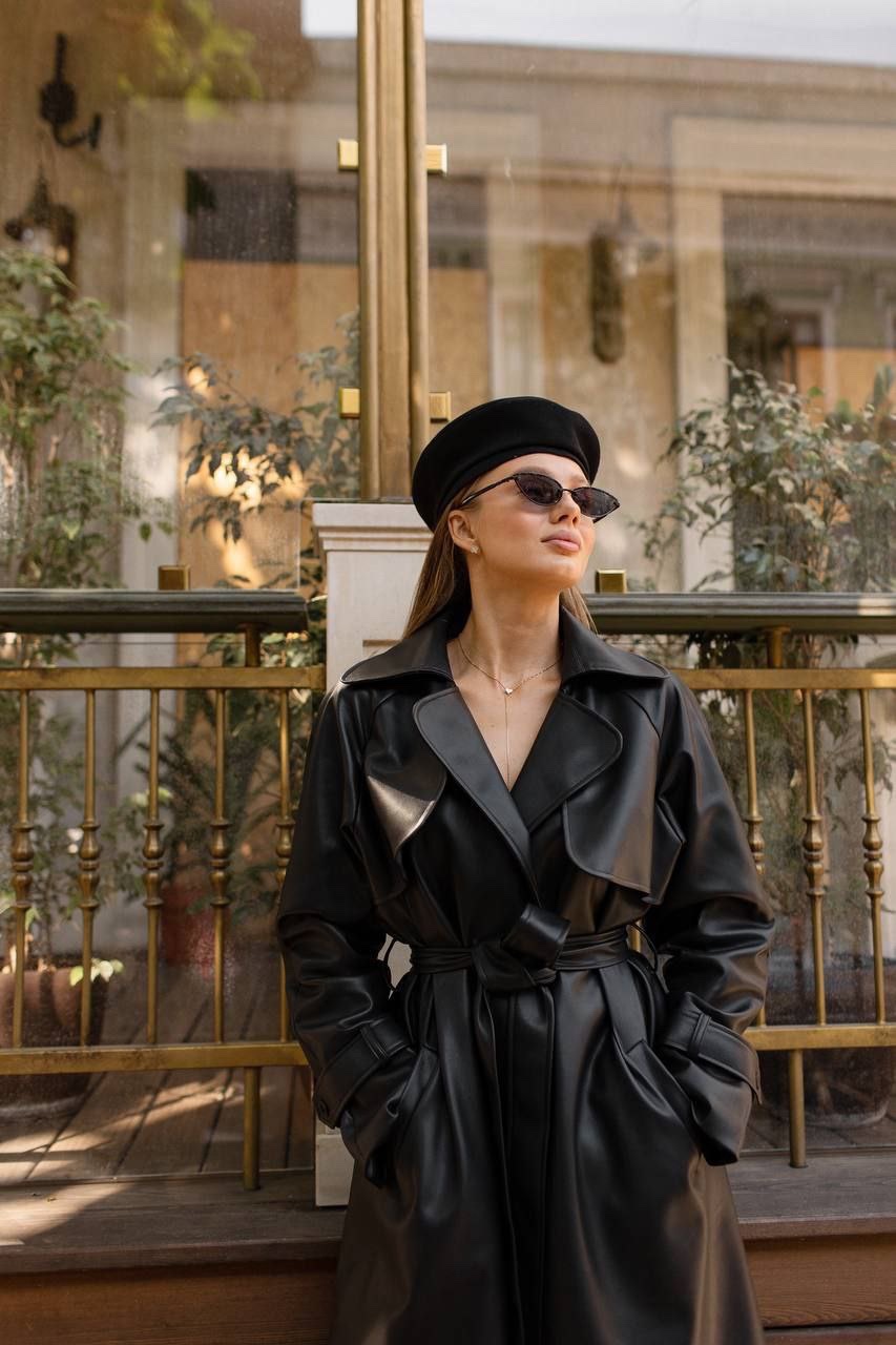 Тренч з еко-шкіри “Madonna” на запах - Зображення 18