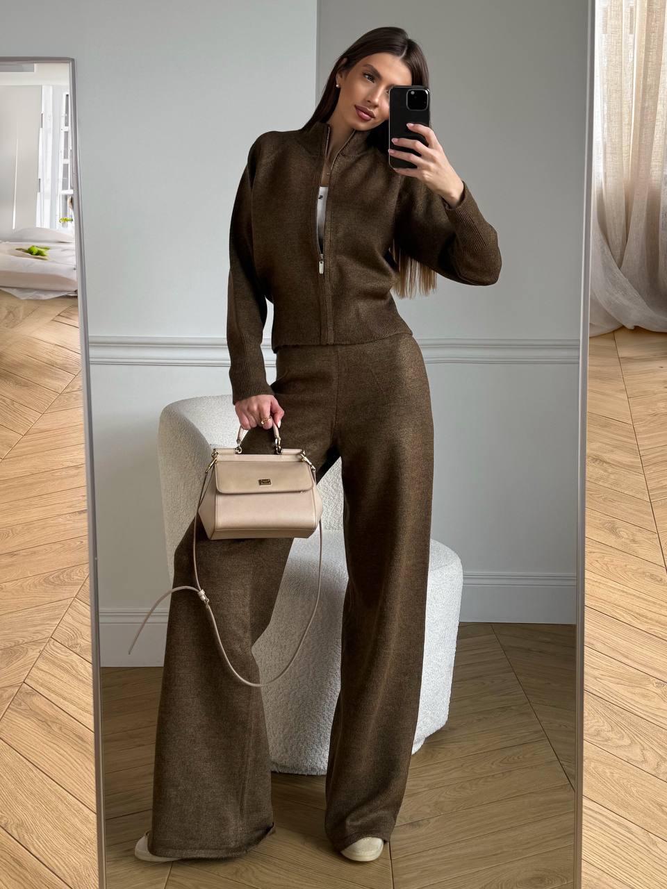 Трикотажний костюм “Dafna” з широкими штанами - Зображення 5