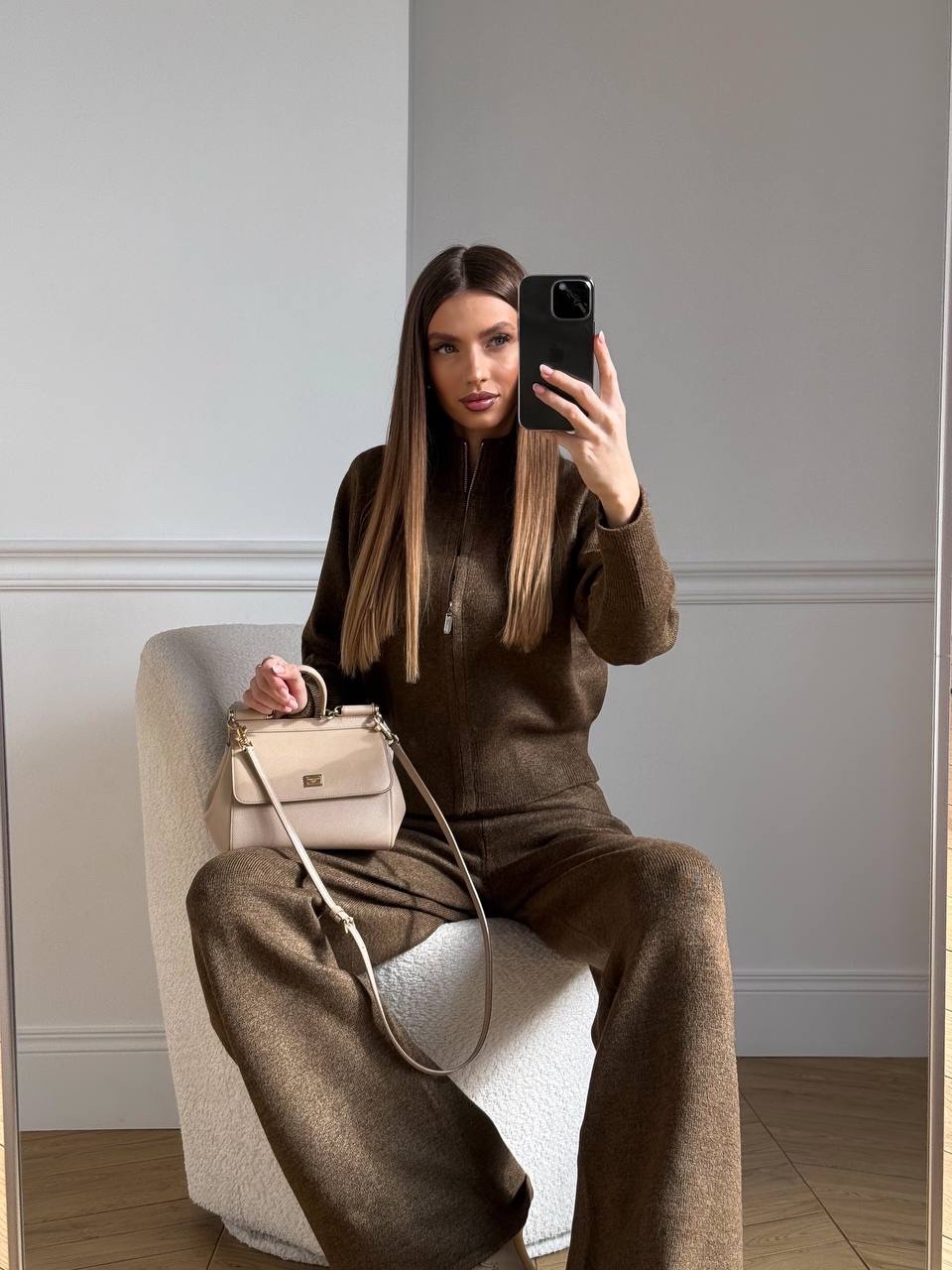 Трикотажний костюм “Dafna” з широкими штанами - Зображення 6