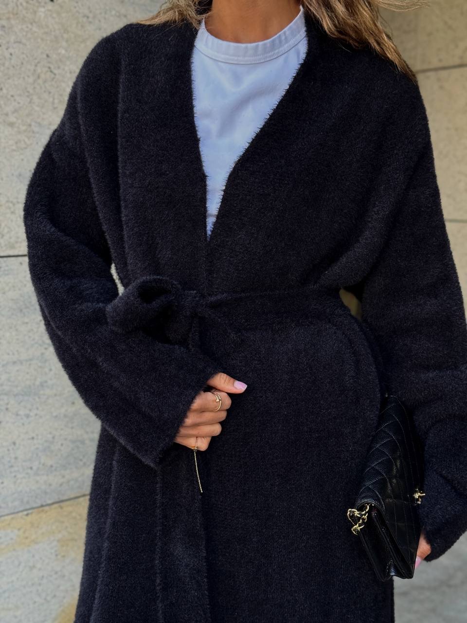 Кардиган “Fluffy Black” з поясом - Зображення 3