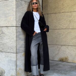 Кардиган “Fluffy Black” з поясом