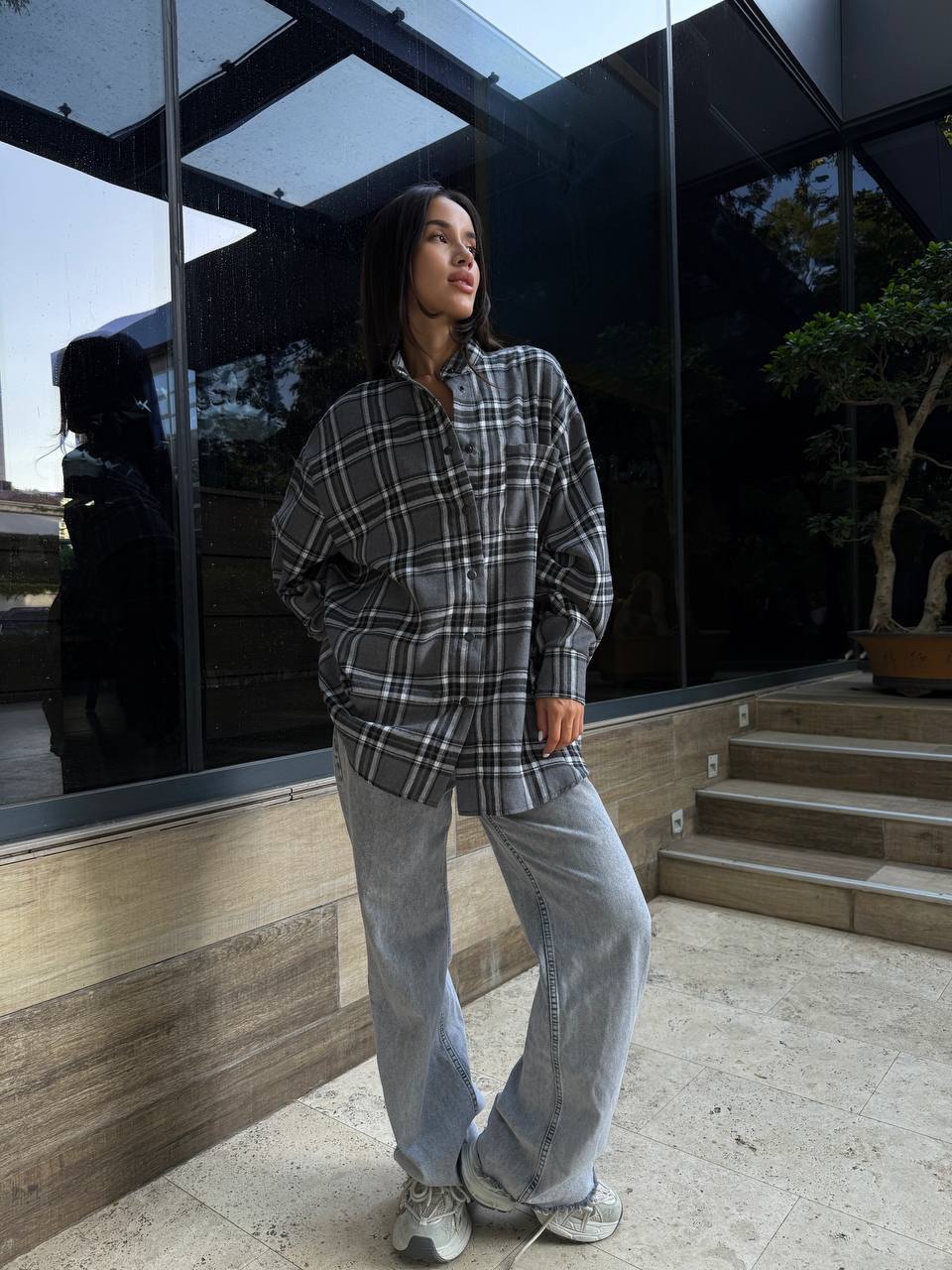 Подовжена картата сорочка “Sophi” з фланелі - Зображення 8