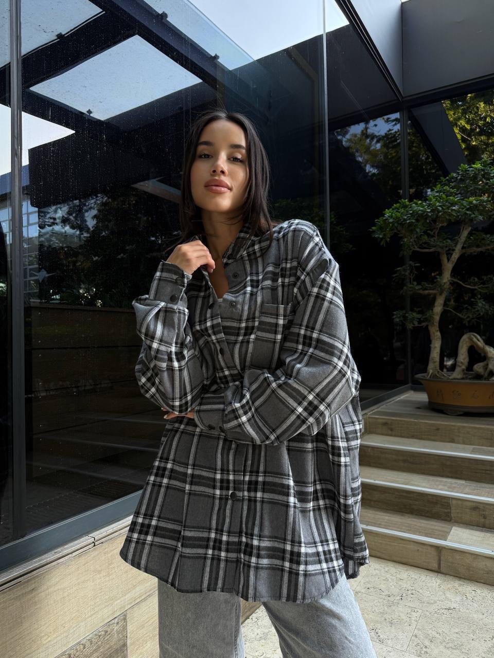 Подовжена картата сорочка “Sophi” з фланелі - Зображення 6