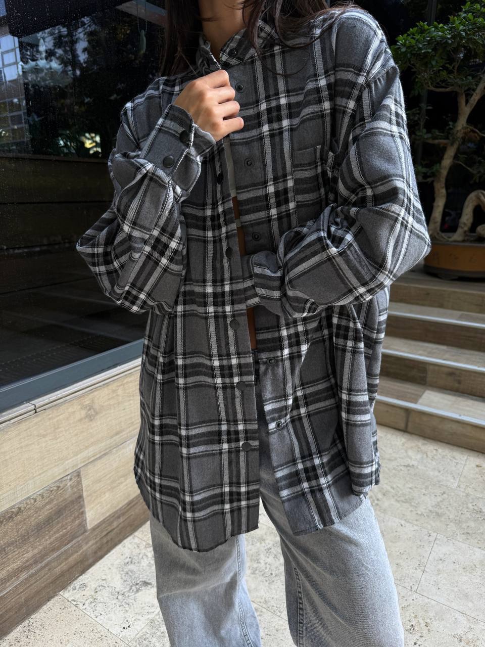 Подовжена картата сорочка “Sophi” з фланелі - Зображення 5