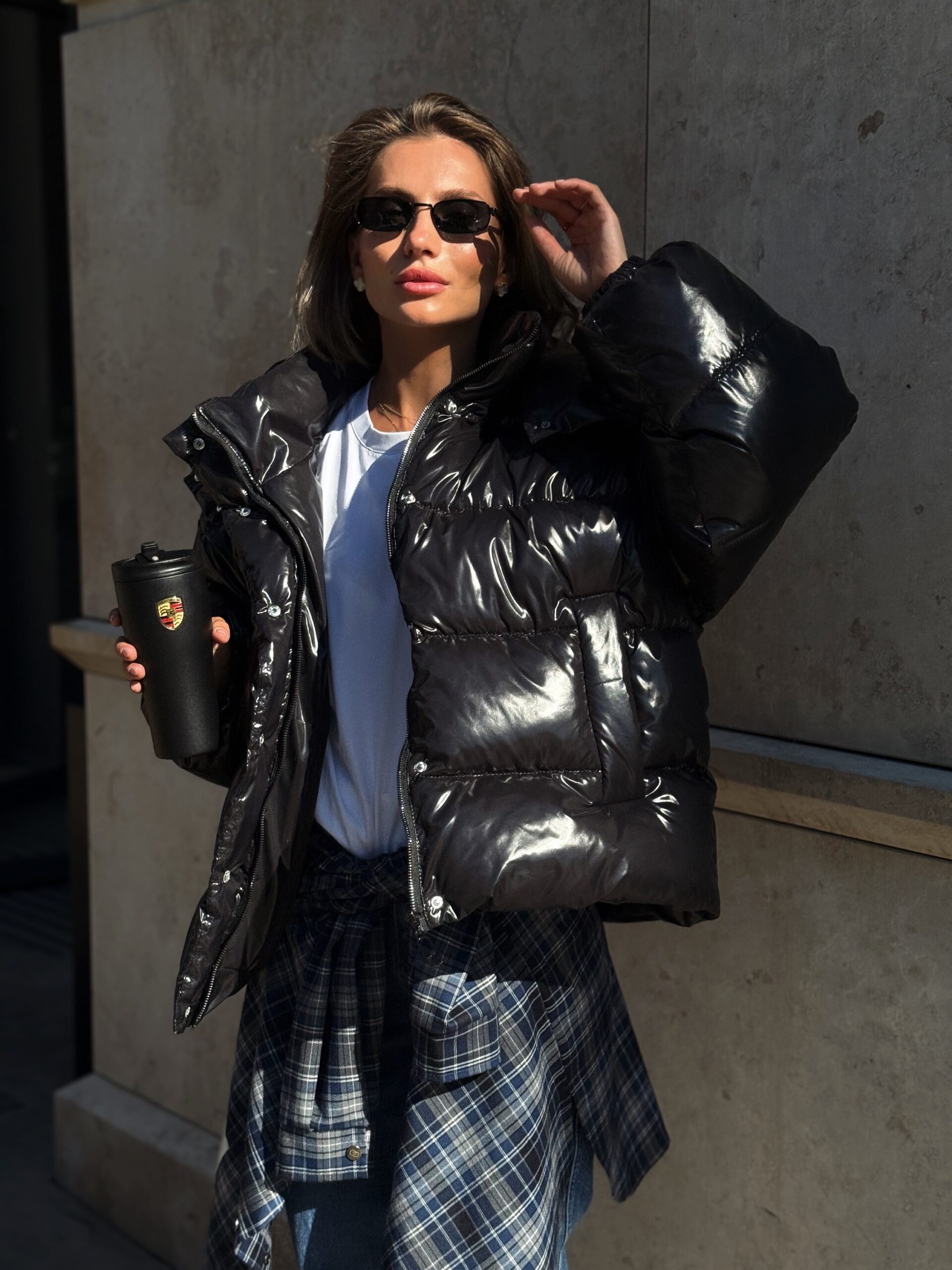 Глянцевий пуховик “Donna” з еко-лебяжого пуху