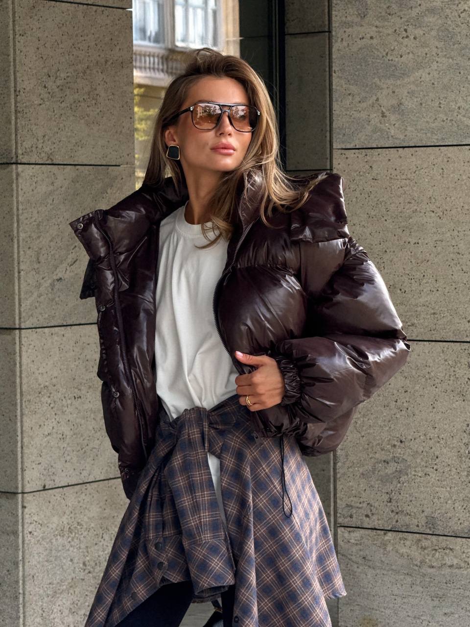 Глянцевий пуфер-трансформер “Beatrice” з еко-пуху - Зображення 10