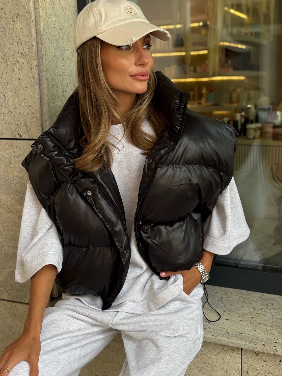 Глянцевий пуфер-трансформер “Beatrice” з еко-пуху - Зображення 19