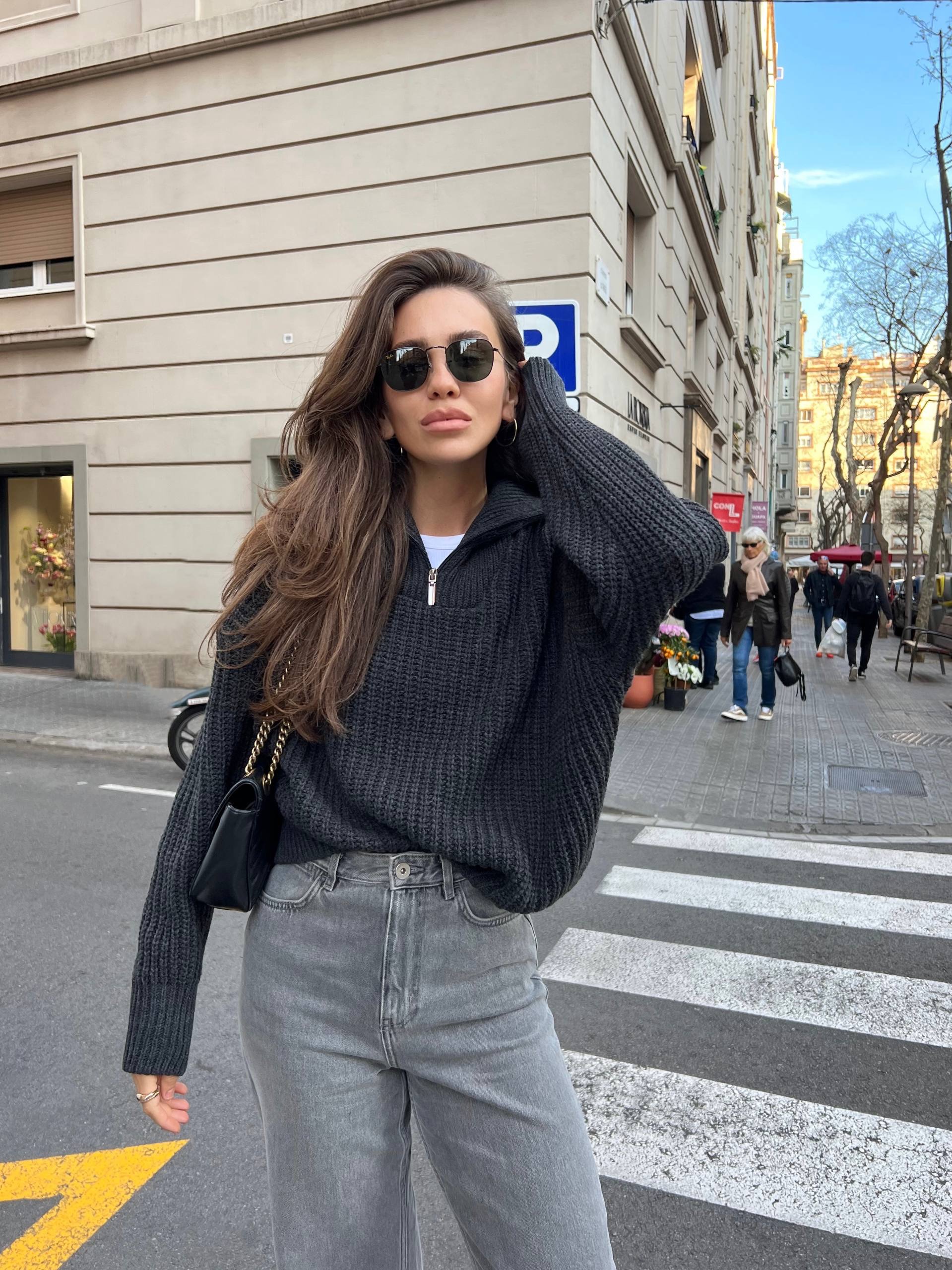 Вʼязаний светр “Graphite” з коміром