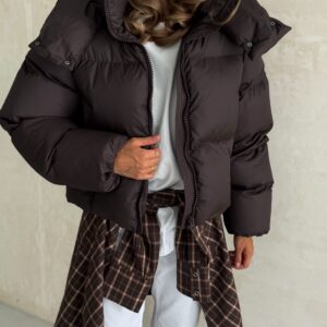 Матовий пуфер “Cocoa” з капюшоном