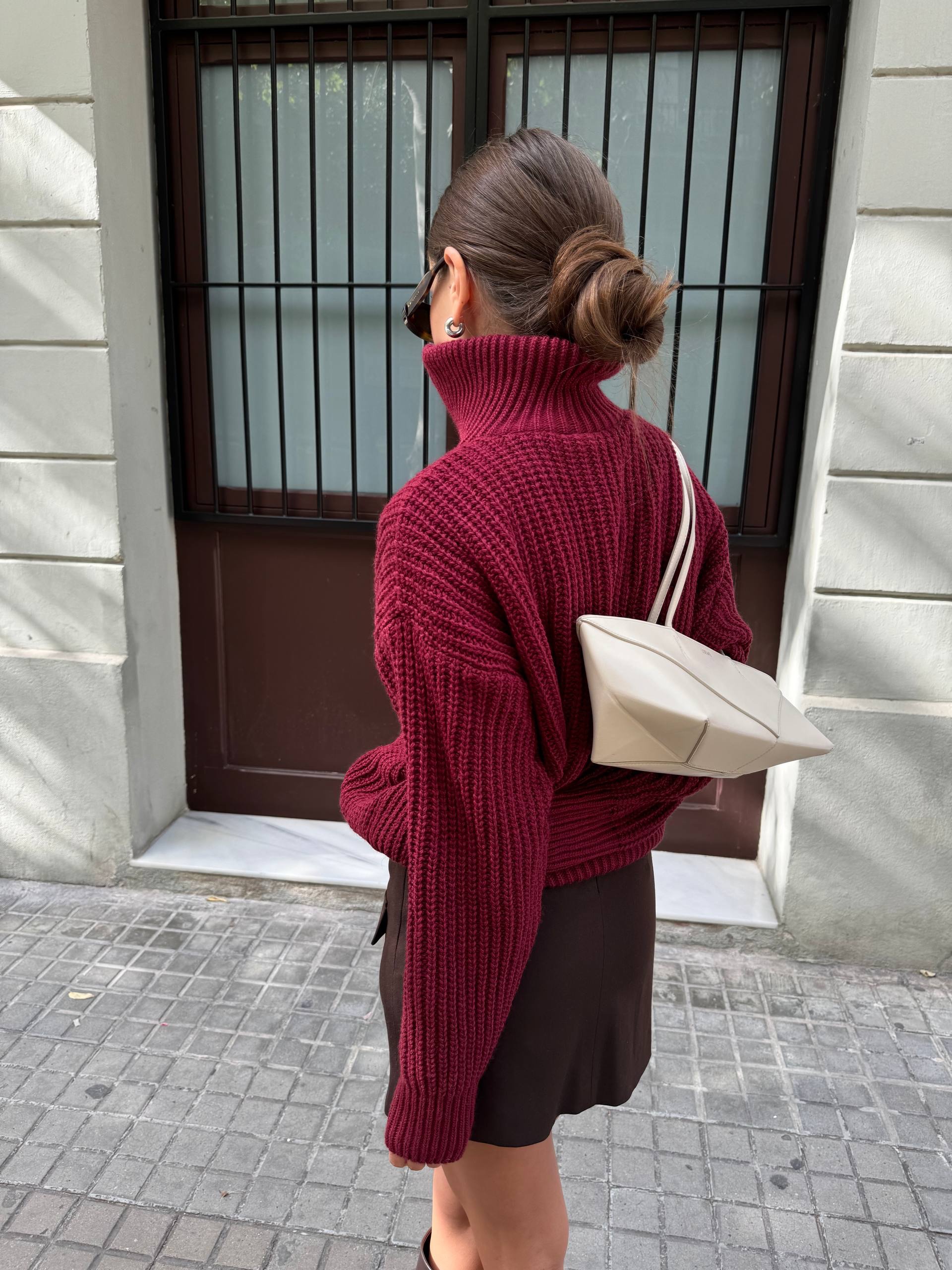 Вʼязаний светр “Bordeaux” з коміром - Зображення 6