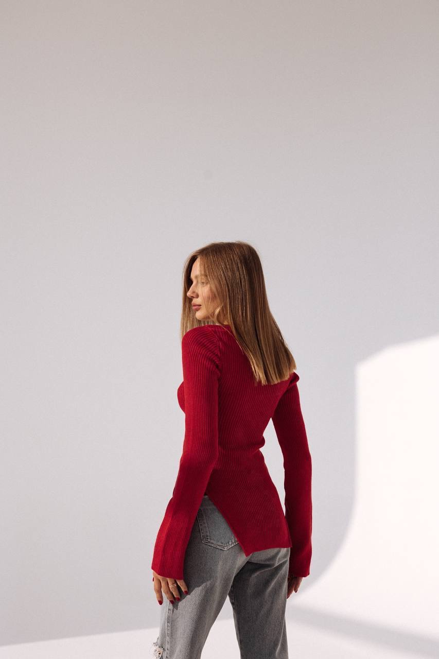 Трикотажний лонгслів “Valerie” з відкритими плечима - Зображення 8