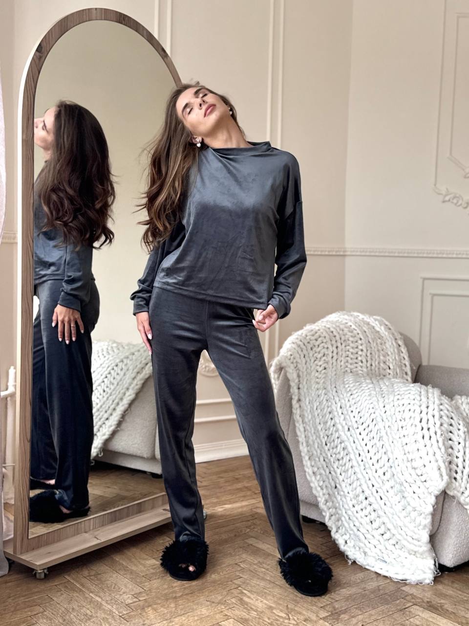 Велюрова піжама “Ella” зі штанами - Зображення 6