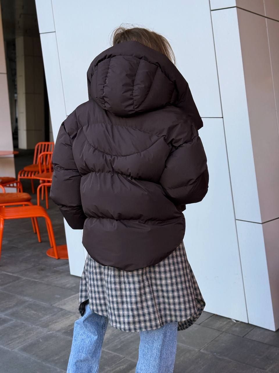 Пуфер з еко-пуху “Monica” з капюшоном - Зображення 4