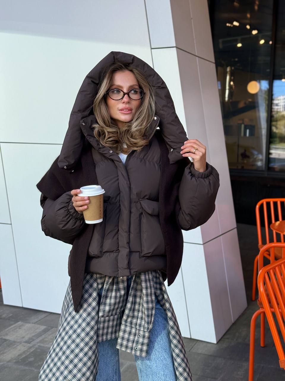 Пуфер з еко-пуху “Monica” з капюшоном