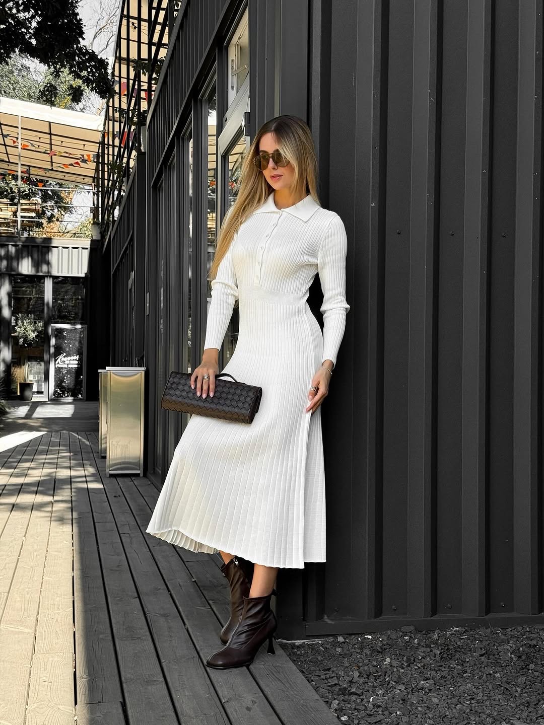 Трикотажна сукня міді “Olivia” з комірцем - Зображення 11