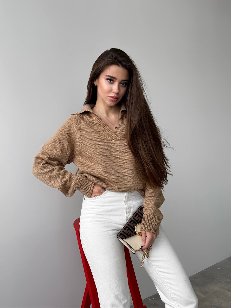 Вовняний светр поло “Adele” - Зображення 7