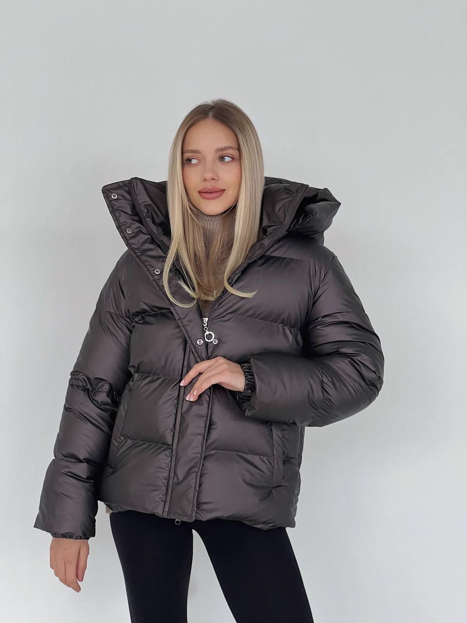 Перламутровий пуховик “Glacé” з біо-пуху - Зображення 4