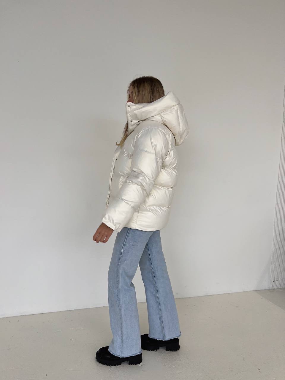 Перламутровий пуховик “Glacé” з біо-пуху - Зображення 14