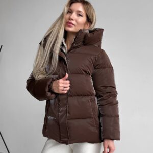 Лаковий пуховик “Freya” з капюшоном