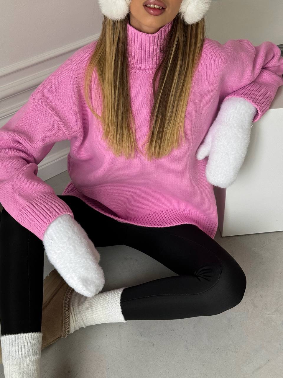 Вʼязаний светр ”Cozy” з високою горловиною - Зображення 12