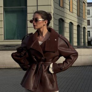 Дублянка з еко-шкіри “Aubrielle” з поясом