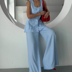 Жіночий лляний костюм жилет і брюки “Linen Anna”
