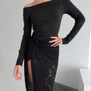 Жіночий комплект із ромпером та мереживною спідницею “Lace Night”