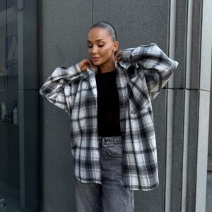 Жіноча фланелева сорочка oversize “Grey Check Oversize”