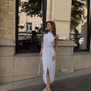 Жіноча сукня-міді “Blue Cotton Knit”