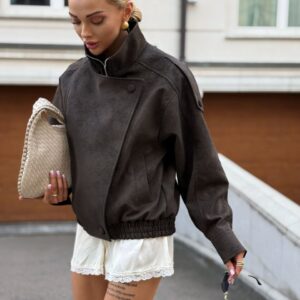 Жіночий бомбер оверсайз “Textured Nubuck Oversized”